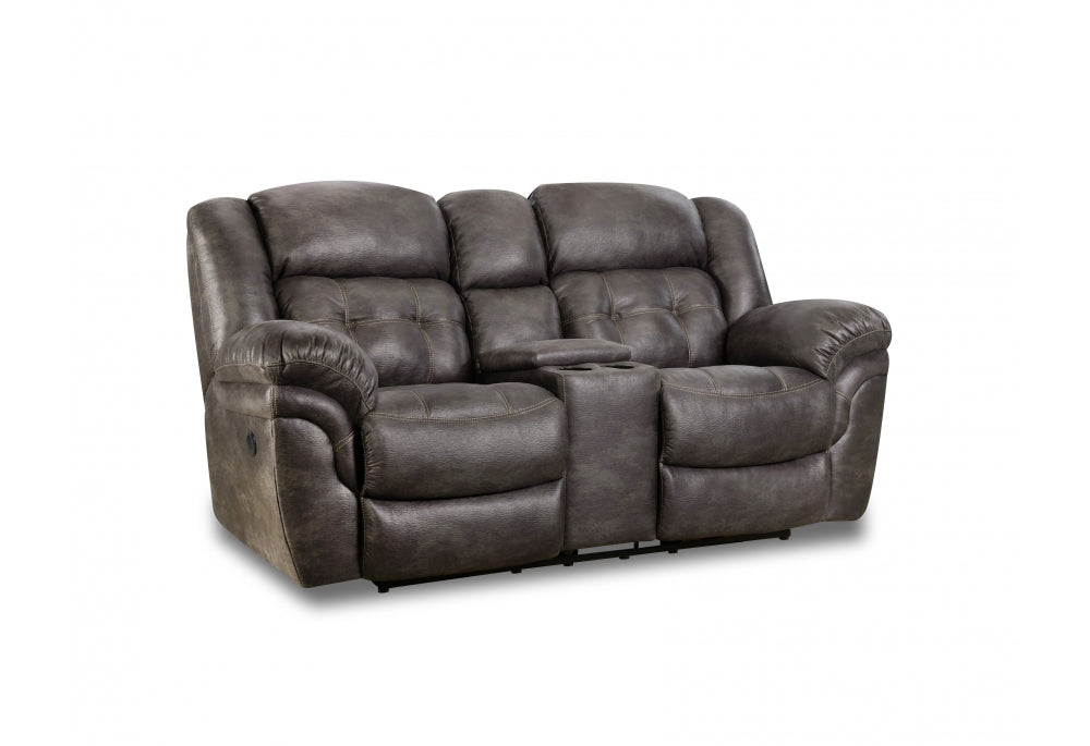 Charcoal Double Reclining Console Loveseat