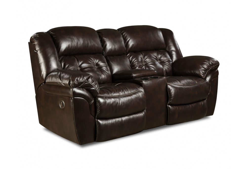 Double Reclining Chaps Whiskey Leather Console Loveseat