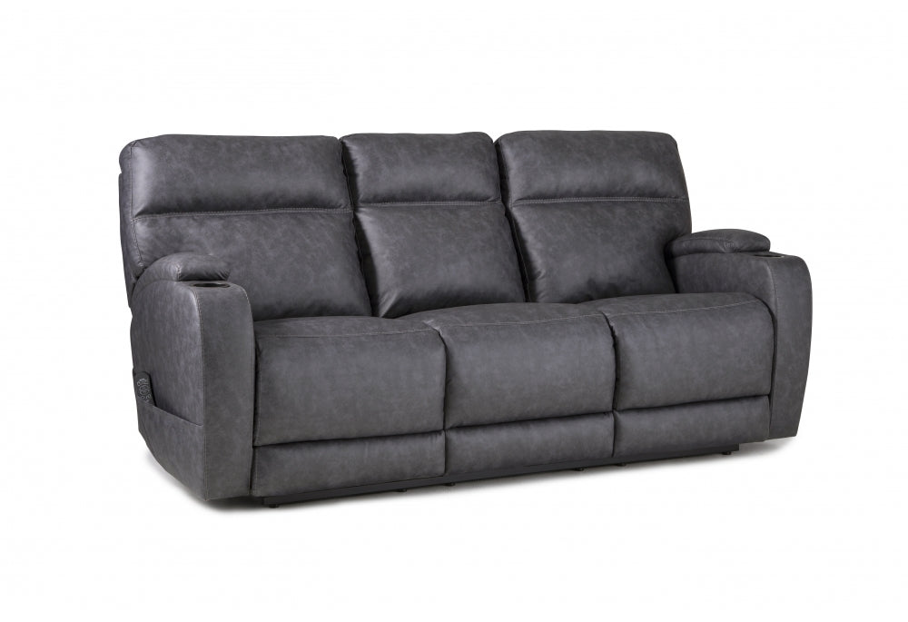 Copy of Double Reclining Grey Triple Power Sofa with Cup Holders