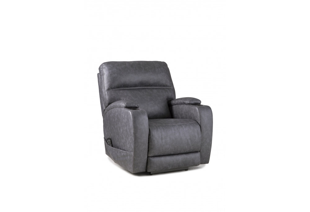 Gray Triple Power Recliner with Dual Cup Holders