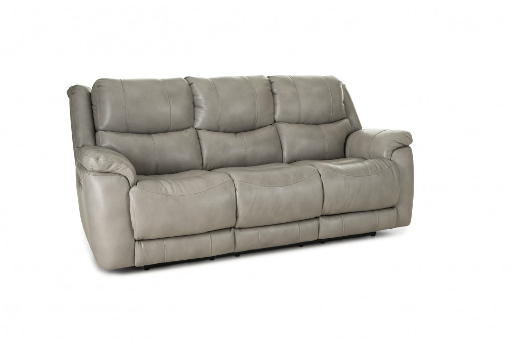 Double Reclining Mushroom Leather "Zero Gravity" Triple Power Sofa