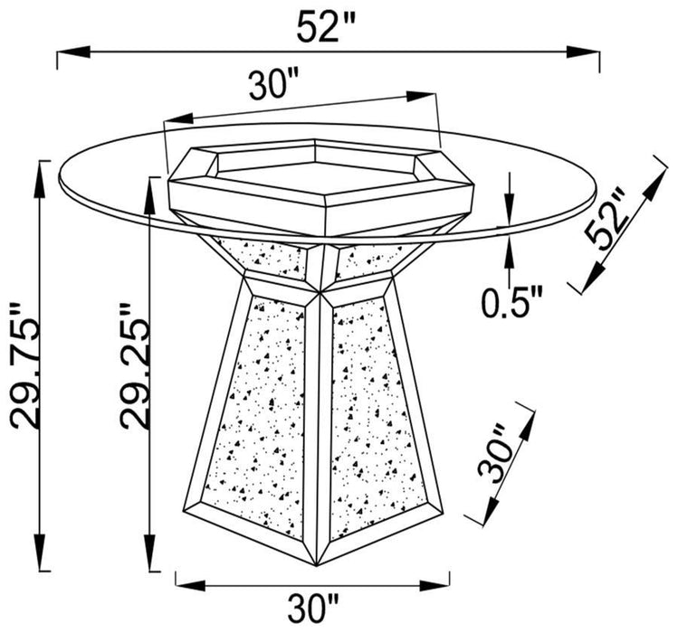 Quinn - Round Glass Top Mirrored Dining Table - Silver