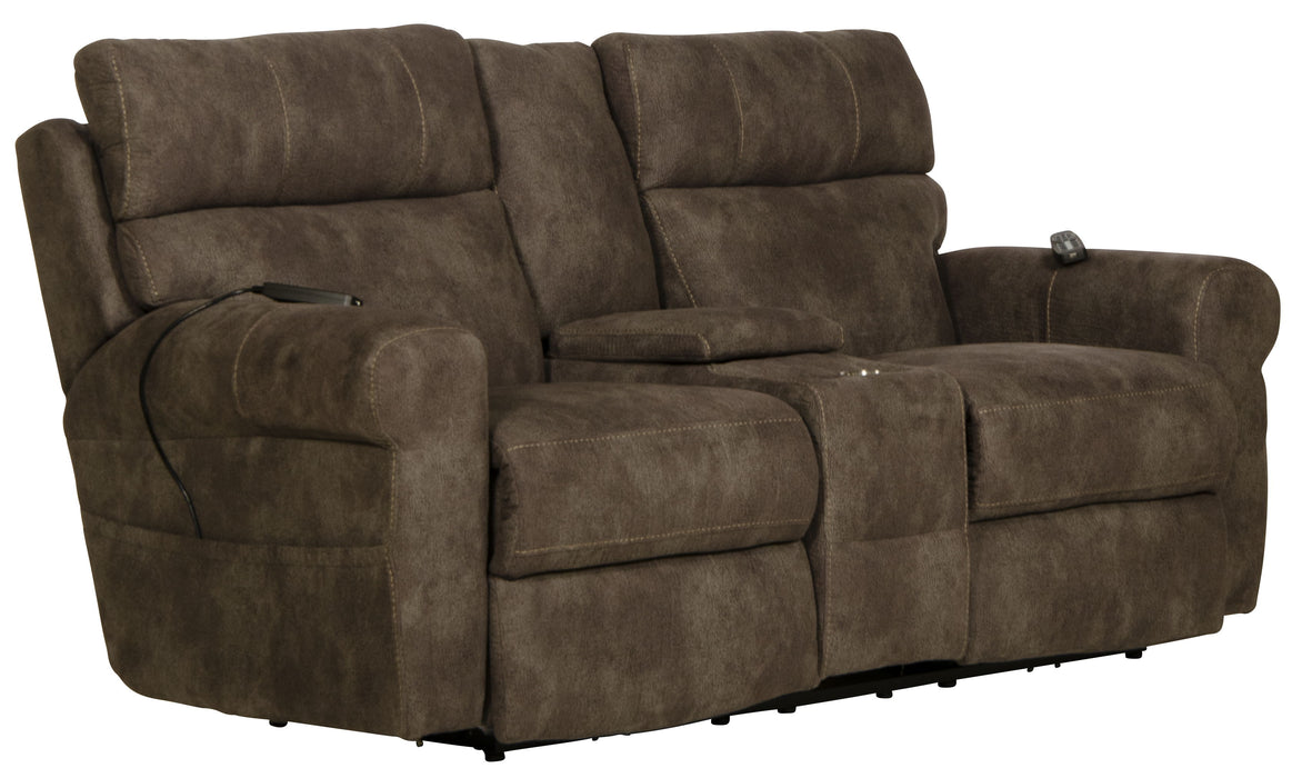 Tranquility - Power Headrest Power Lay Flat Reclining Cons Loveseat With CR3 Heat / Massage / Lumbar - Pewter