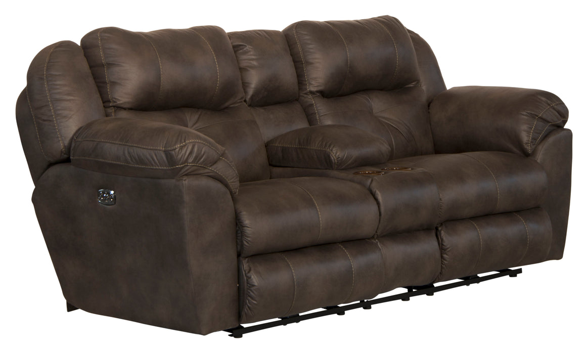 Ferrington - Power Lay Flat Reclining Console Loveseat with Power Adjustable Headrest & Lumbar