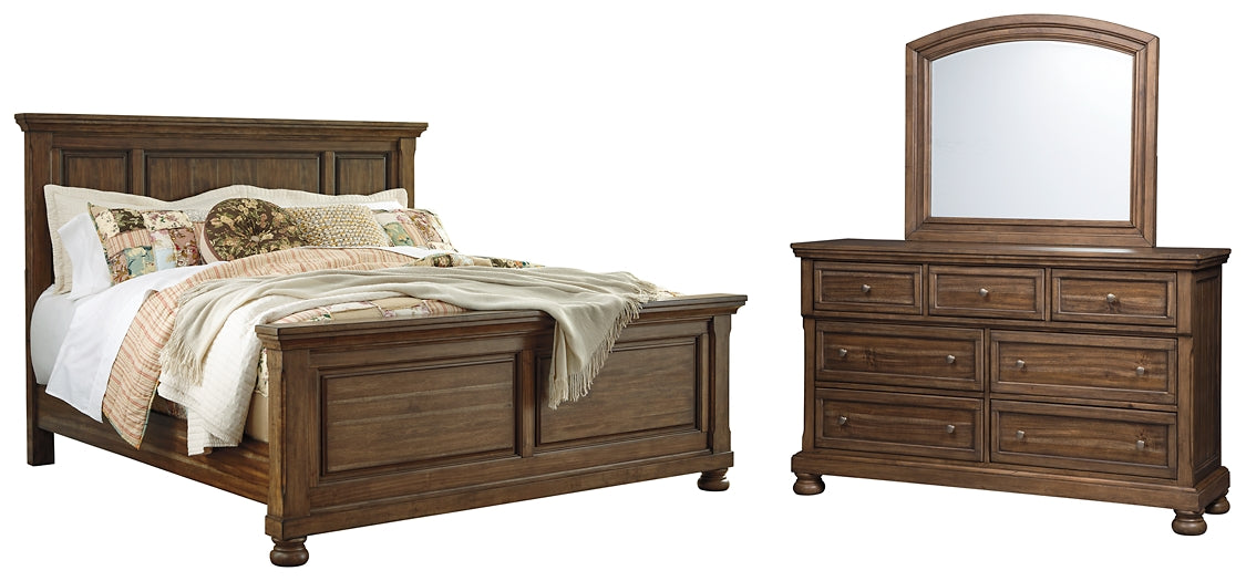 Flynnter  Panel Bed With Mirrored Dresser