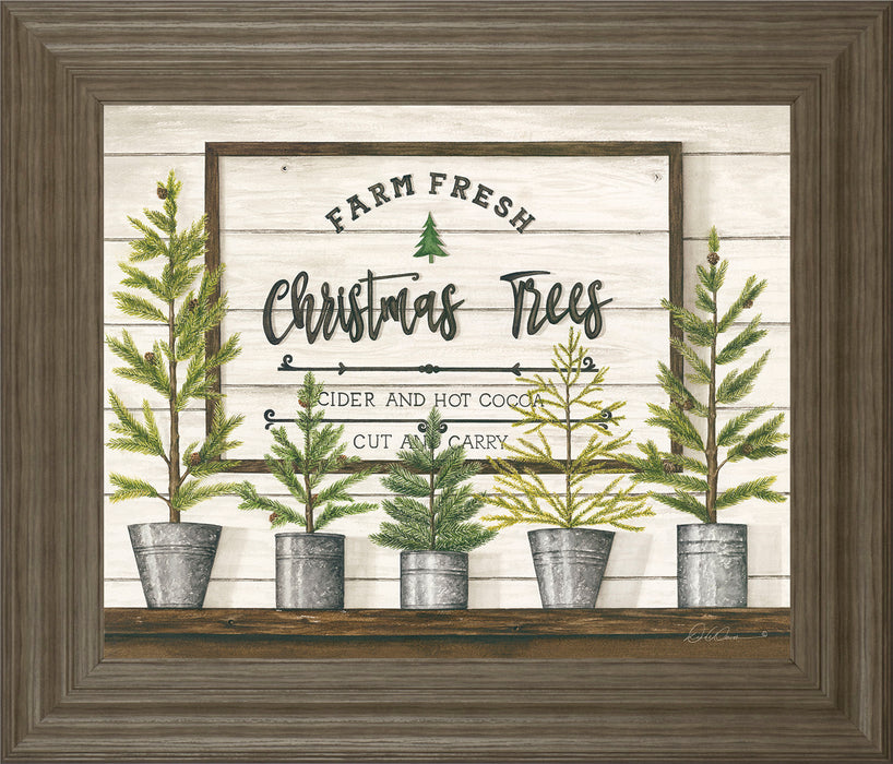 Farm Fresh Christmas Trees By Diane Weaver - Framed Print Wall Art - Green