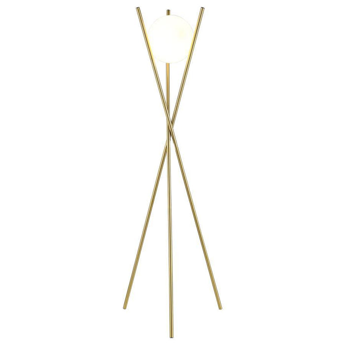 Yamileth - Spherical Bulb Metal Tripod Floor Lamp - Gold