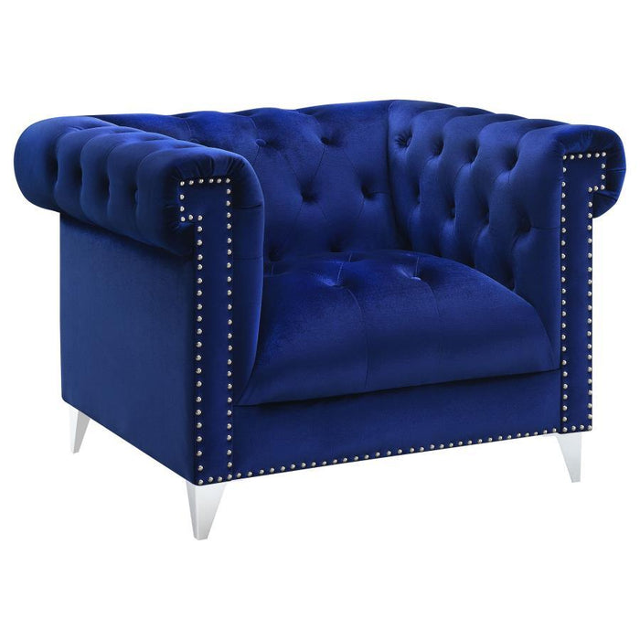 Bleker - Upholstered Tuxedo Arm Tufted Accent Chair - Blue