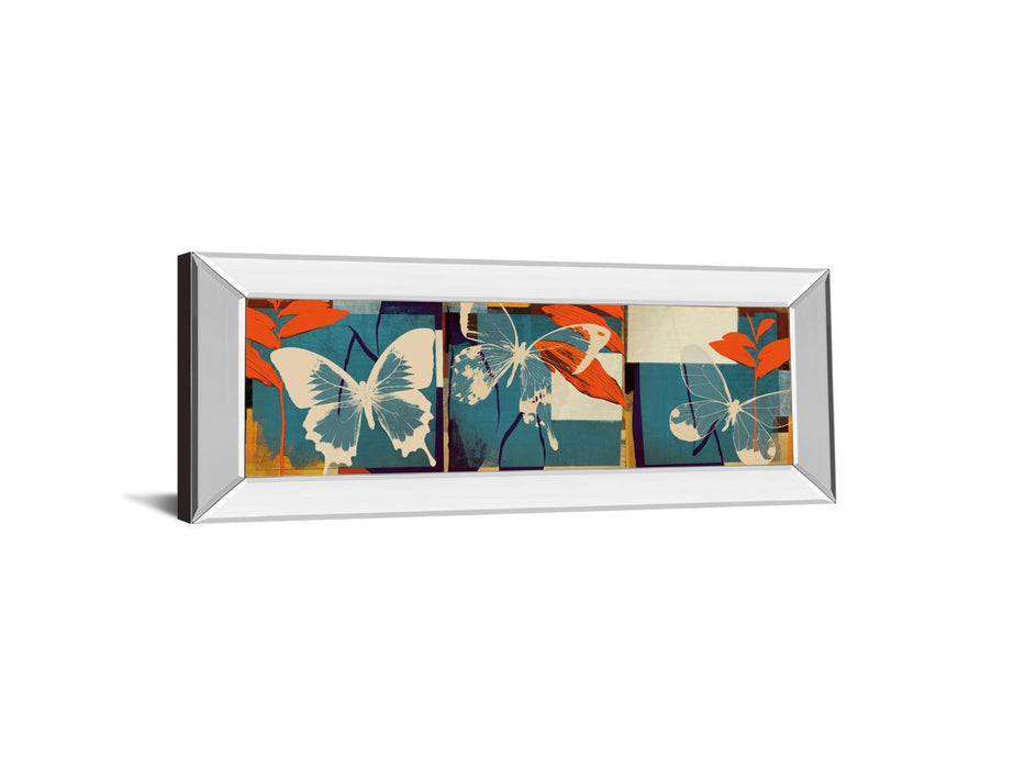 Butterflies Viola By Noah - Mirror Framed Print Wall Art - Blue