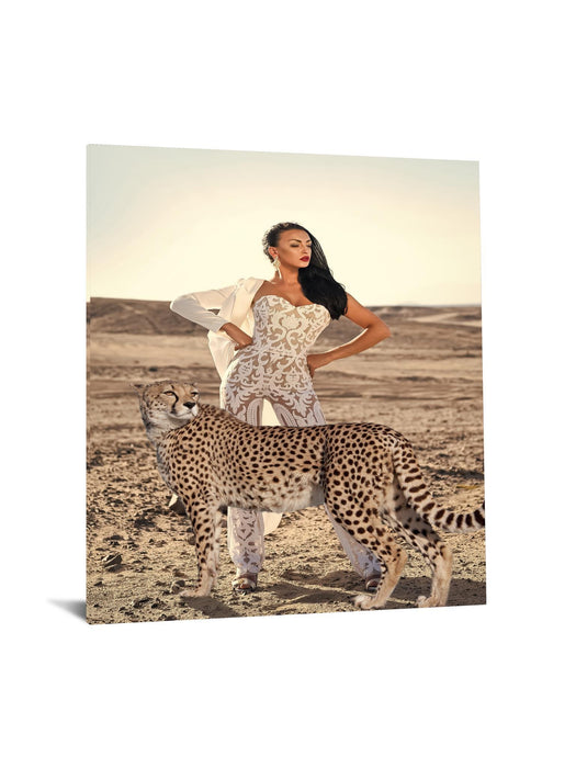 Tempered Glass With Foil - Cheetah Girl - Beige