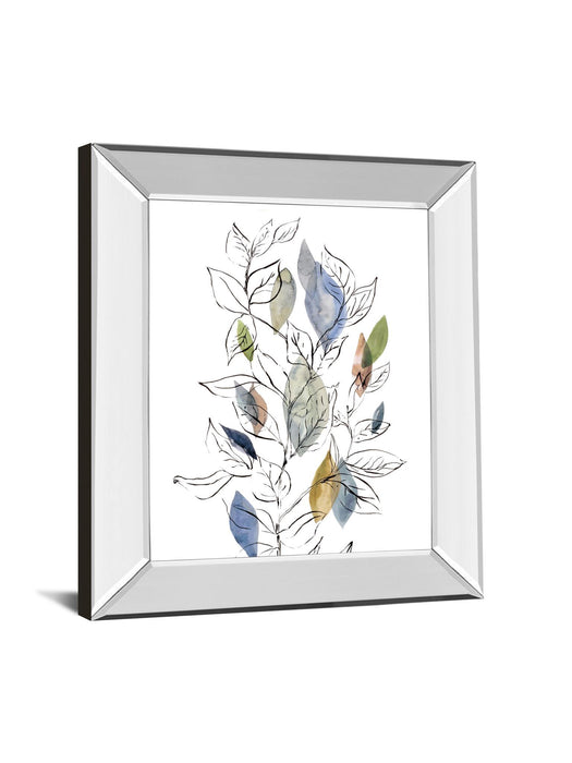 Spring Leaves Il By Meyers, R. - Mirror Framed Print Wall Art - Blue