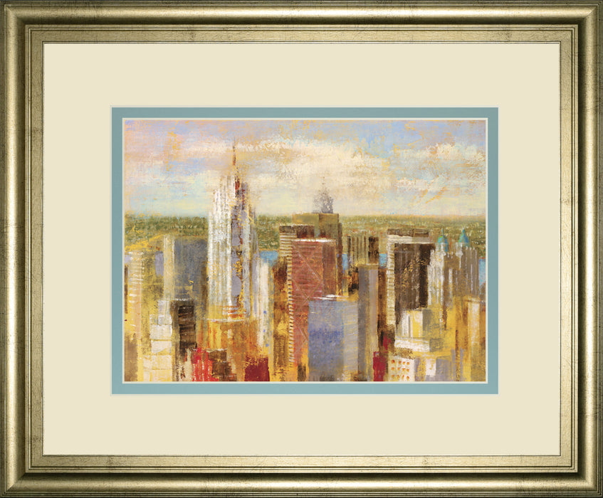 Cityscape Il By Longo - Framed Print Wall Art - Blue