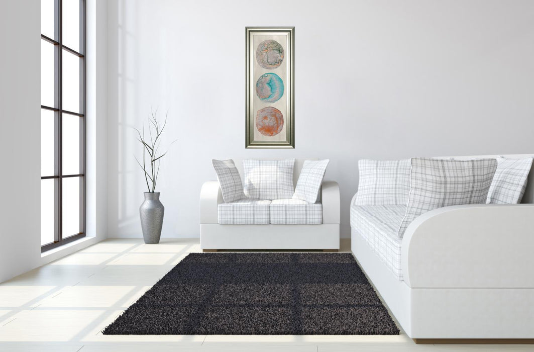 Planet Trio Il By Alicia Ludwig - Framed Print Wall Art - Blue