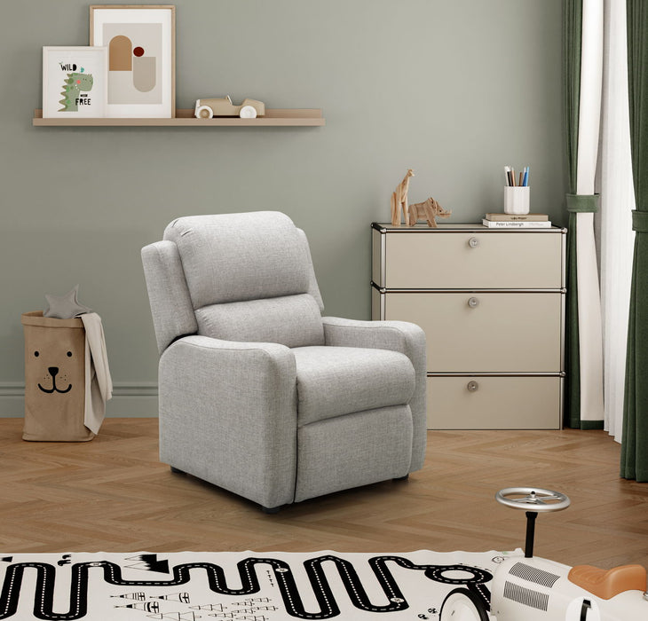 Jamie - Children's Recliner-Push Thru The Arm - Light Gray