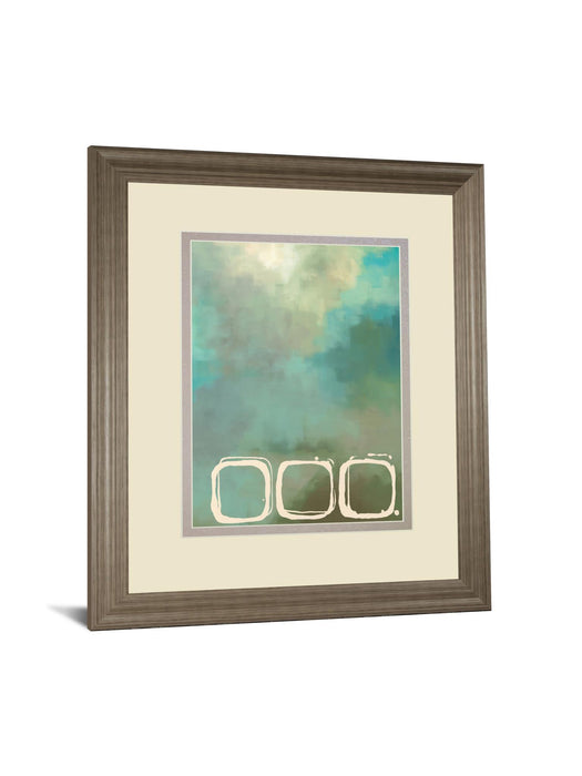 Retro In Aqua And Khaki Il By Laurie Maitland - Framed Print Wall Art - Blue