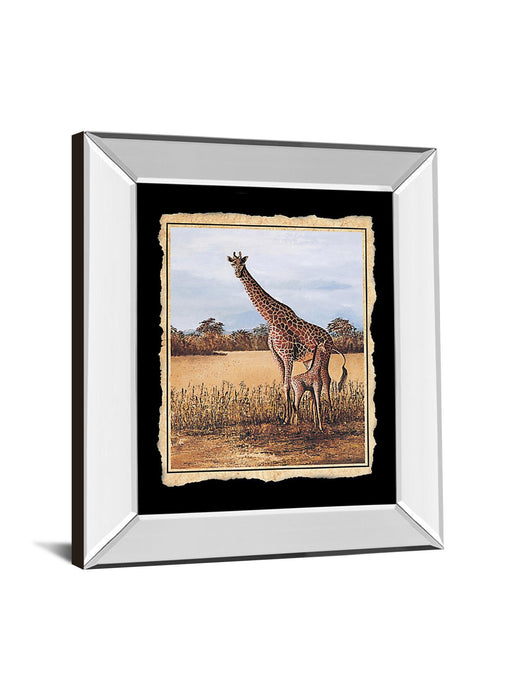 Giraffe - Mirror Framed Print Wall Art - Beige