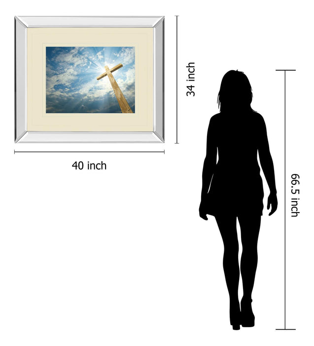 Cross In The Sky By Viadischern - Mirror Framed Photo Print Wall Art - Blue