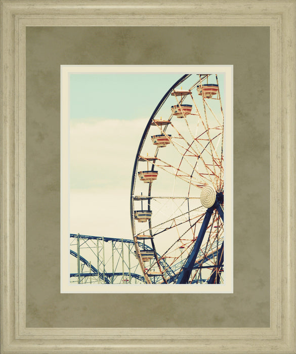 Retro Ferris By Gail Peck - Framed Print Wall Art - Beige