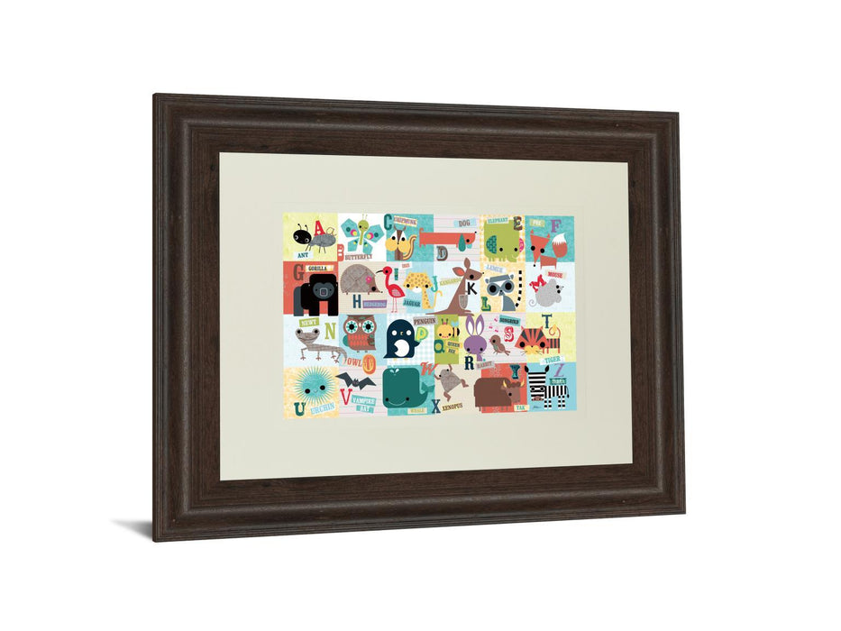 Animal Abc By Julian Phillips - Framed Print Wall Art - Blue