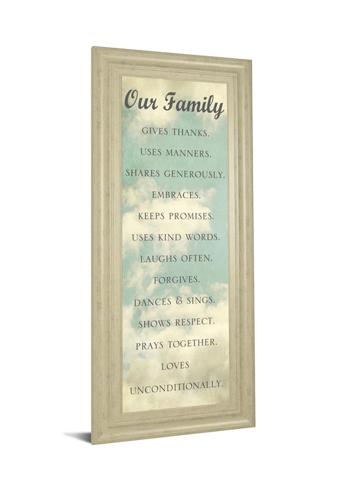 Our Family By Sarah Gardner - Framed Print Wall Art - Blue