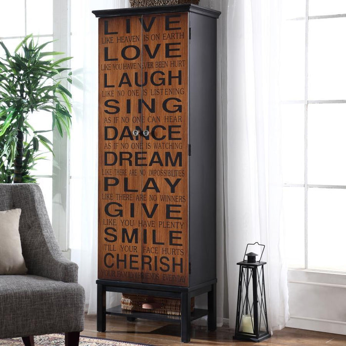 Lovegood - 2 Door Wood Tall Storage Cabinet - Black And Brown