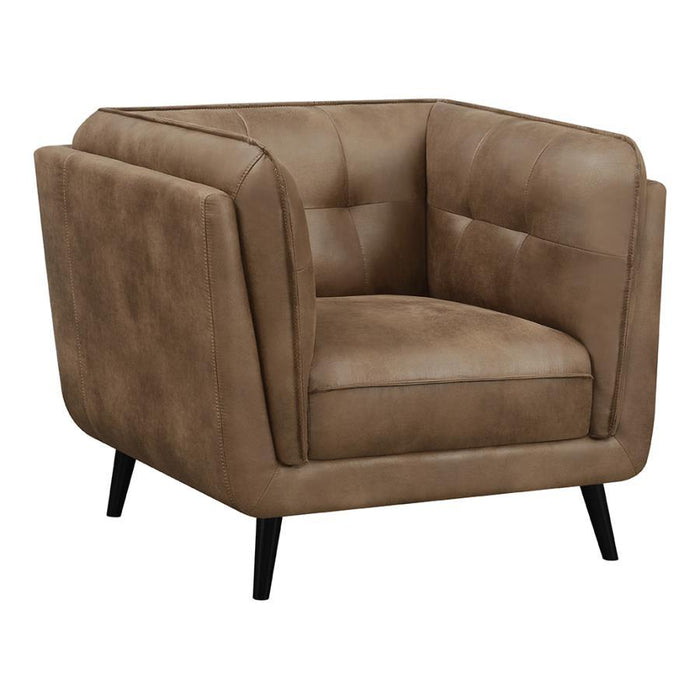 Thatcher - Upholstered Tuxedo Arm Tufted Accent Chair - Brown