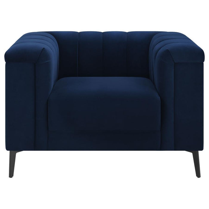 Chalet - Upholstered Tuxedo Arm Tufted Chair - Blue