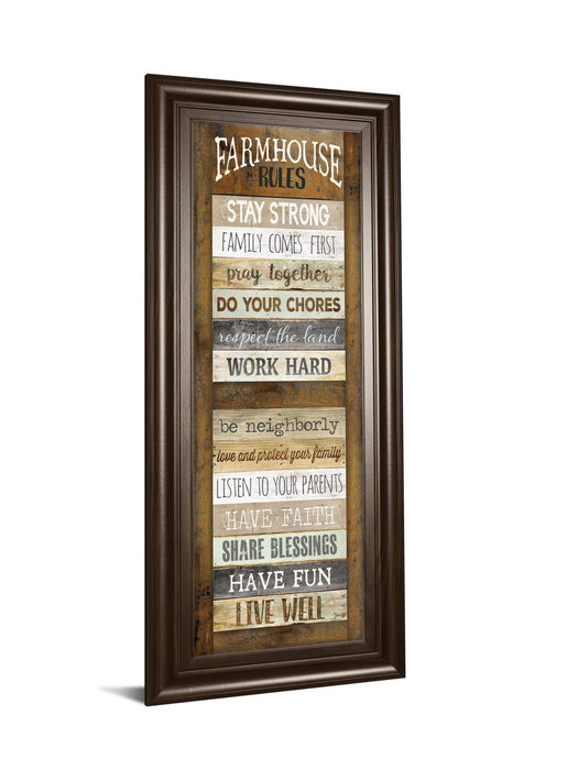 Farmhouse Rules Shutter By Marla Rae - Framed Print Wall Art - Dark Brown