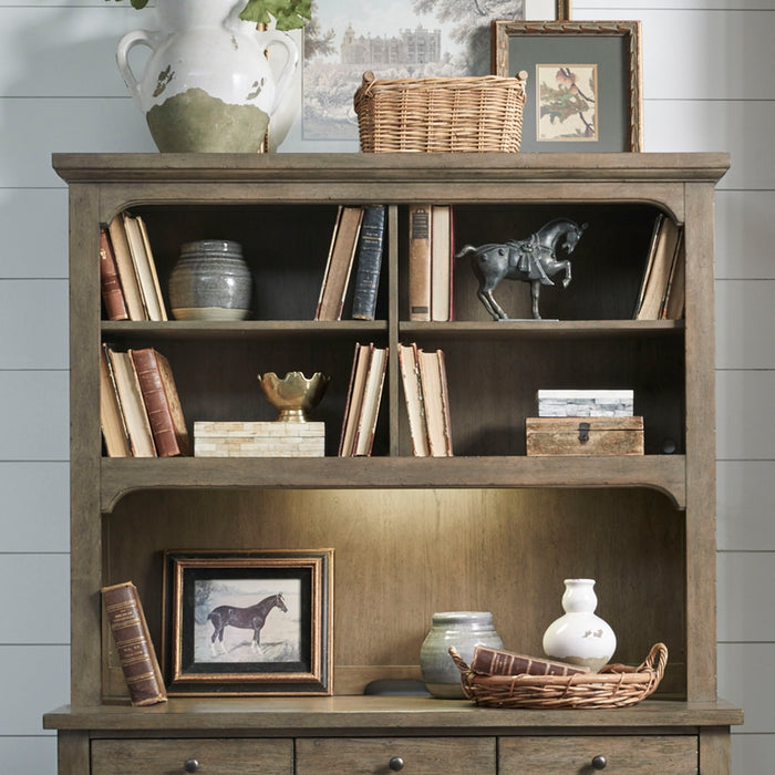 Americana Farmhouse - Credenza Hutch - Light Brown