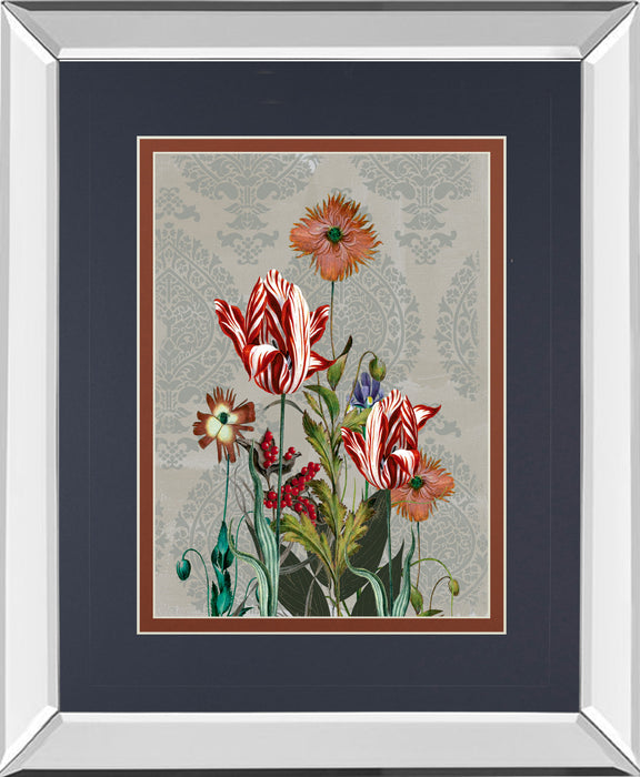 Summer Flowers Il By Ken Hurd - Mirror Framed Print Wall Art - Blue