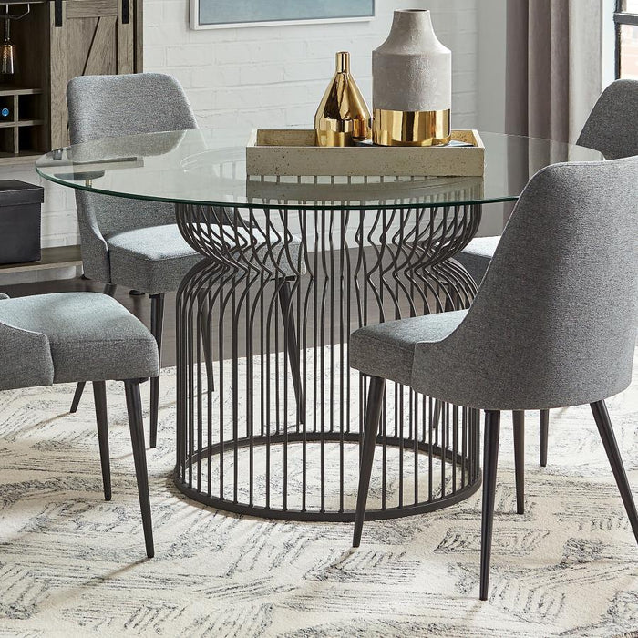 Granvia - Round Glass Top Metal Dining Table - Gunmetal