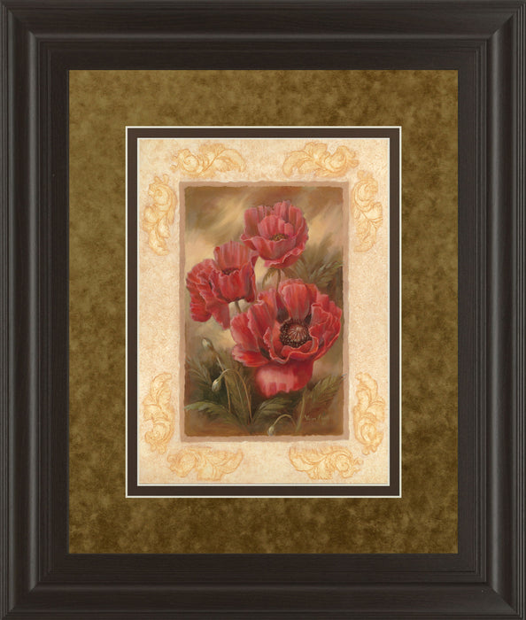 Daphne's Poppies By Vivian Flasch - Framed Print Wall Art - Red