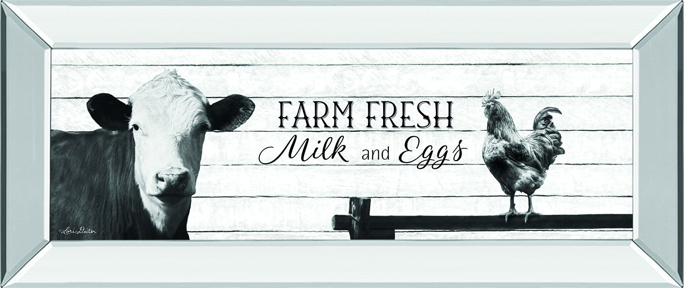 Farm Fresh Milk And Eggs By Lori Deiter - Mirror Framed Print Wall Art - White