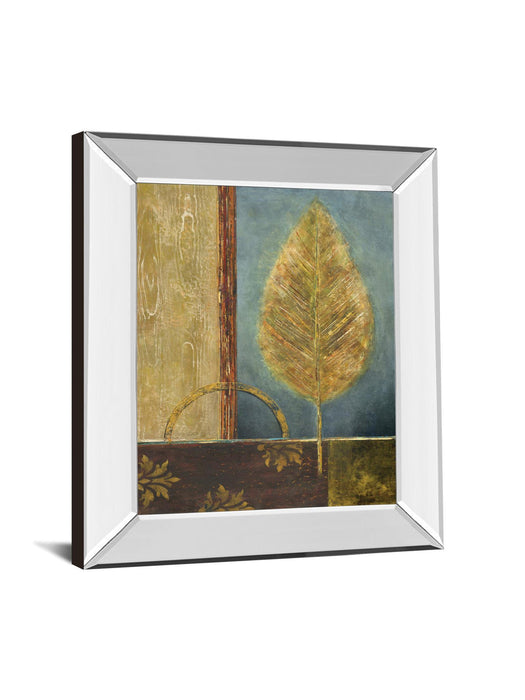 Azure Leaf By Viola Lee - Mirror Framed Print Wall Art - Bronze