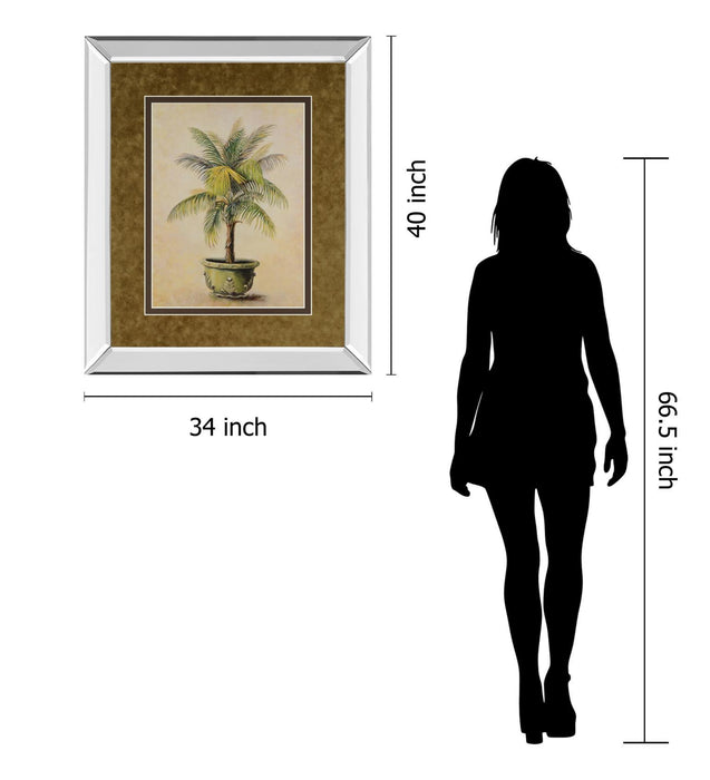 Potted Palm I - Mirror Framed Print Wall Art - Green