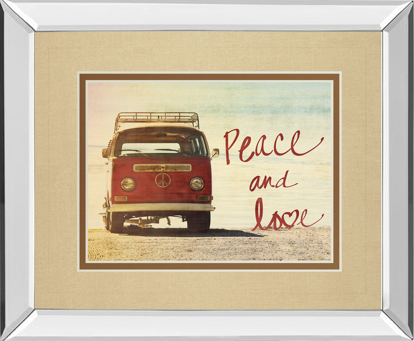 Peace And Love By Gail Peck - Mirror Framed Print Wall Art - Red