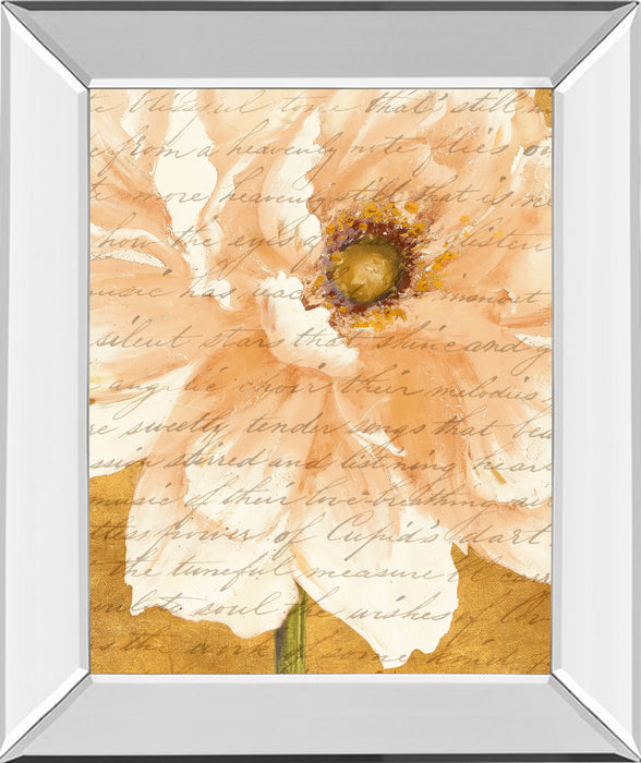 Beautiful Cream Peonies Script Il By Patricia Pinto - Mirror Framed Print Wall Art - Gold