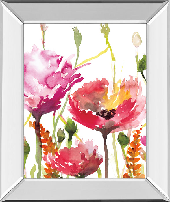 Blooms And Buds By Rebecca Meyers - Mirror Framed Print Wall Art - Pink