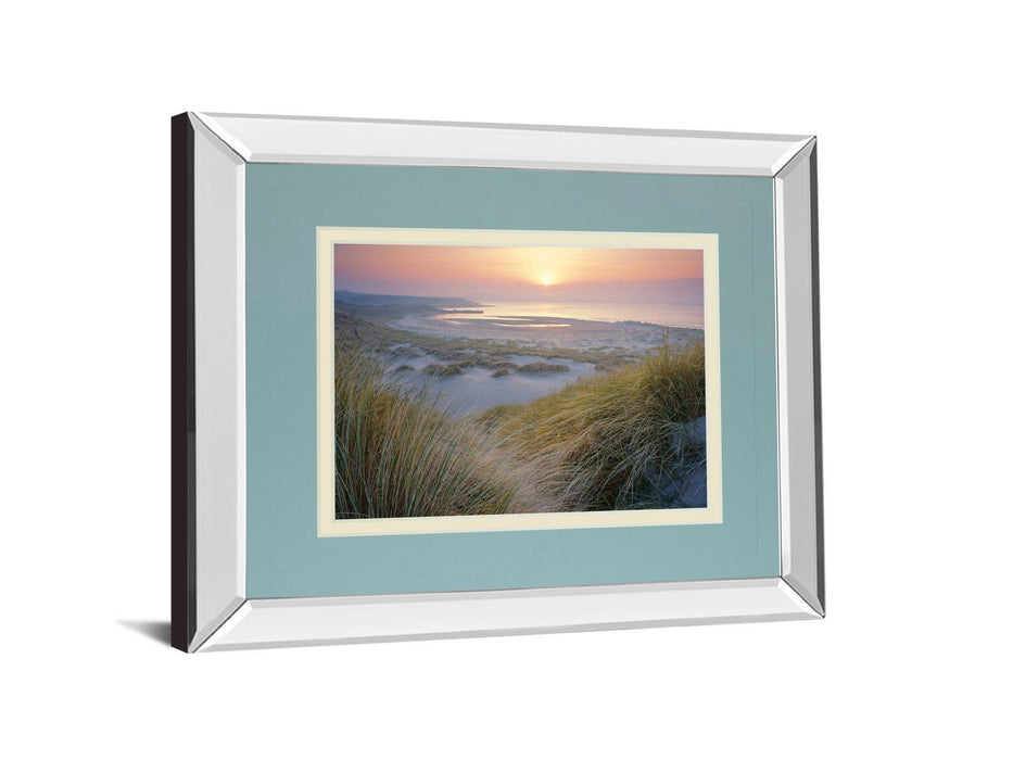 Budle, Misty Sunset By Joe Cornish - Mirror Framed Print Wall Art - Green