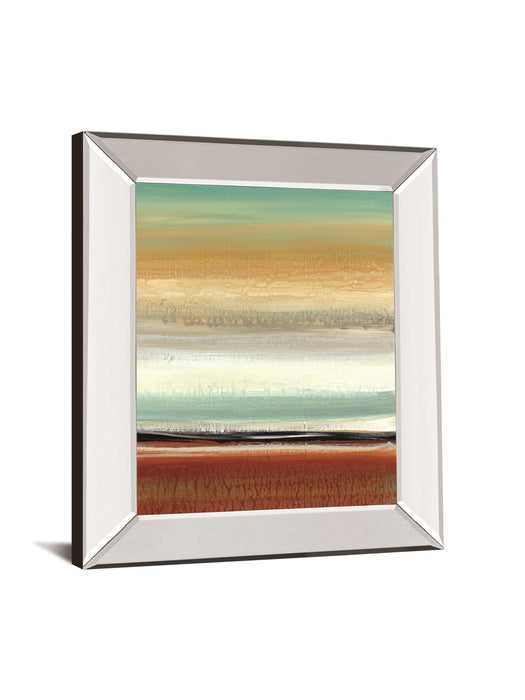 Horizon Lines II By Tesla Mirrored Frame - Light Brown