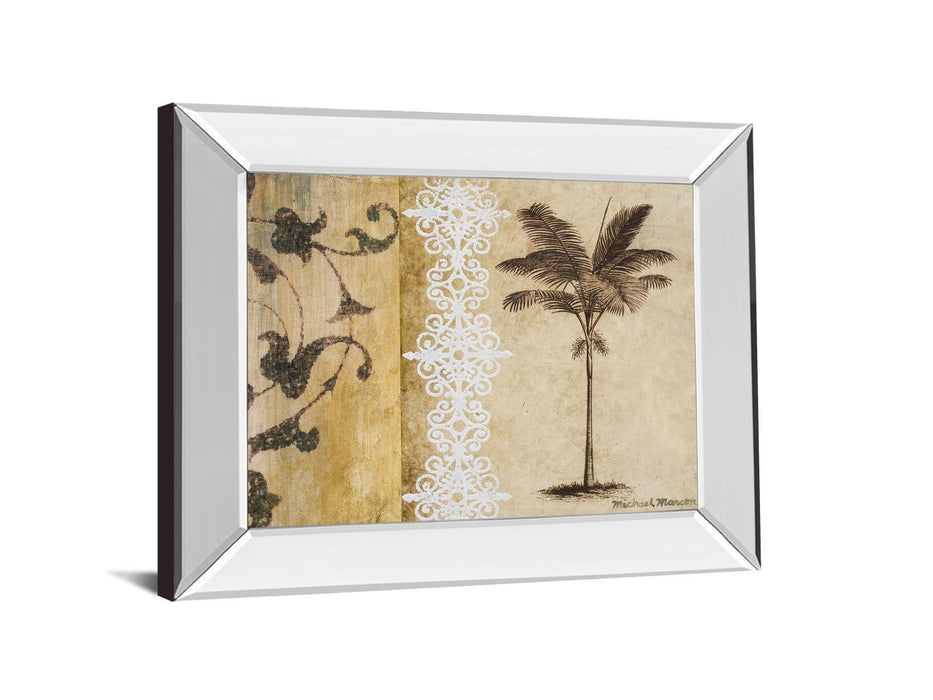 Decorative Palm I By Michael Marcon - Mirror Framed Print Wall Art - Beige