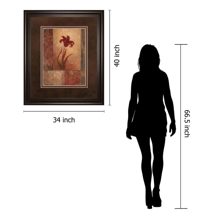 Lily Silhouette By Vivian Flasch - Framed Print Wall Art - Red