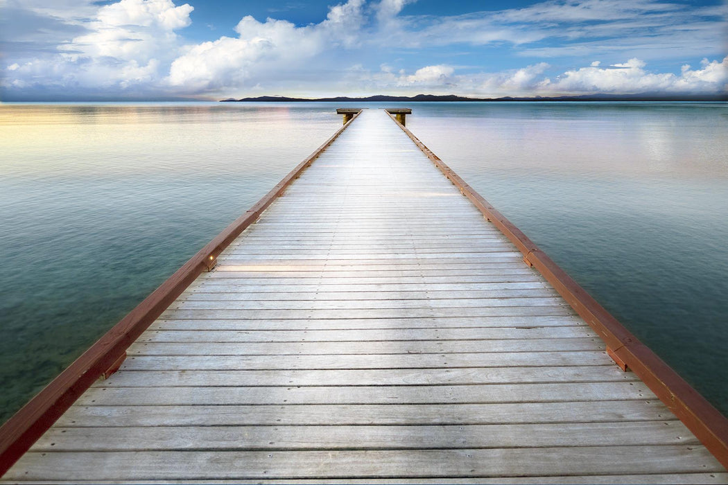 Framed Small - Long View Pier By Danita Delimont - Blue