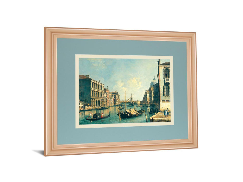 The Grand Canal, Venice The Rialto Bridge By Antonia Canaletto - Framed Print Wall Art - Blue