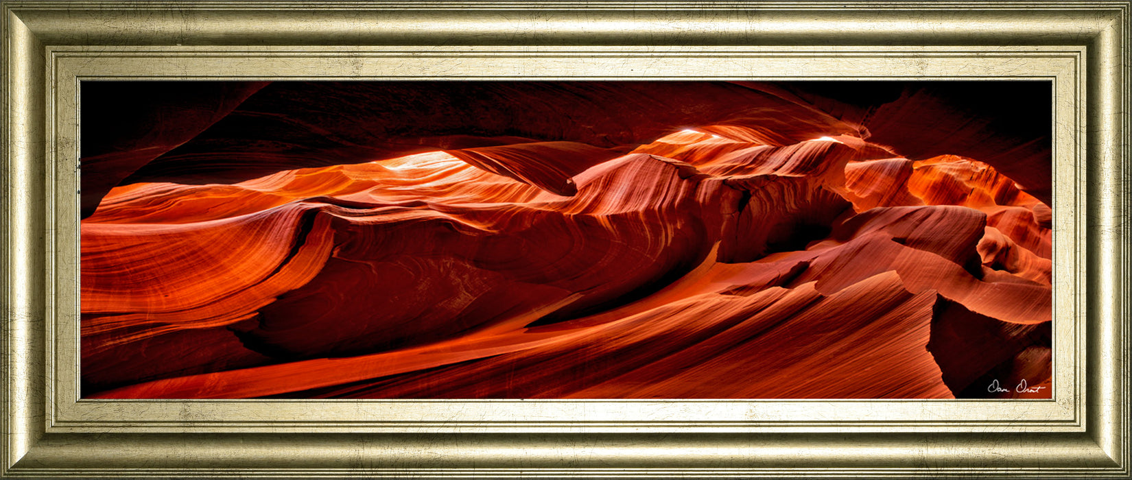 Sun Shining Through Canyon VIIl By David Drost - Framed Print Wall Art - Orange