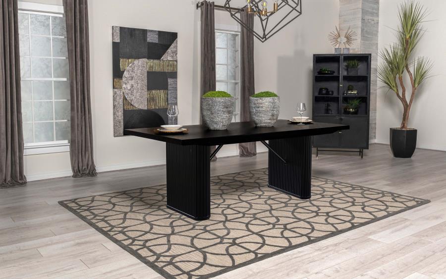 Catherine - Rectangular Double Pedestal Dining Table - Black