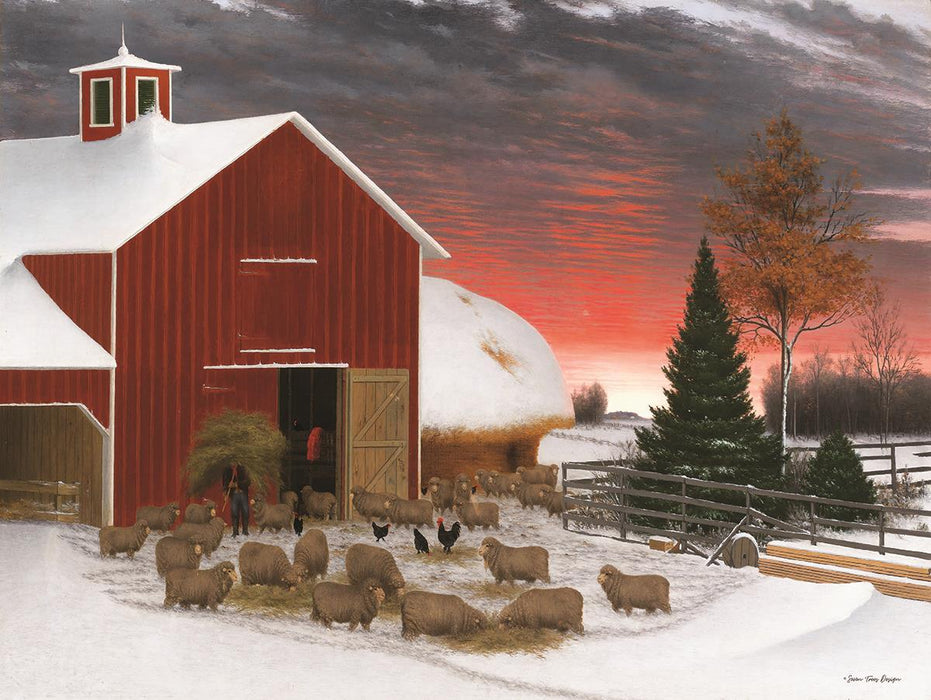 Snowy Farm By Seven Trees Design - Red