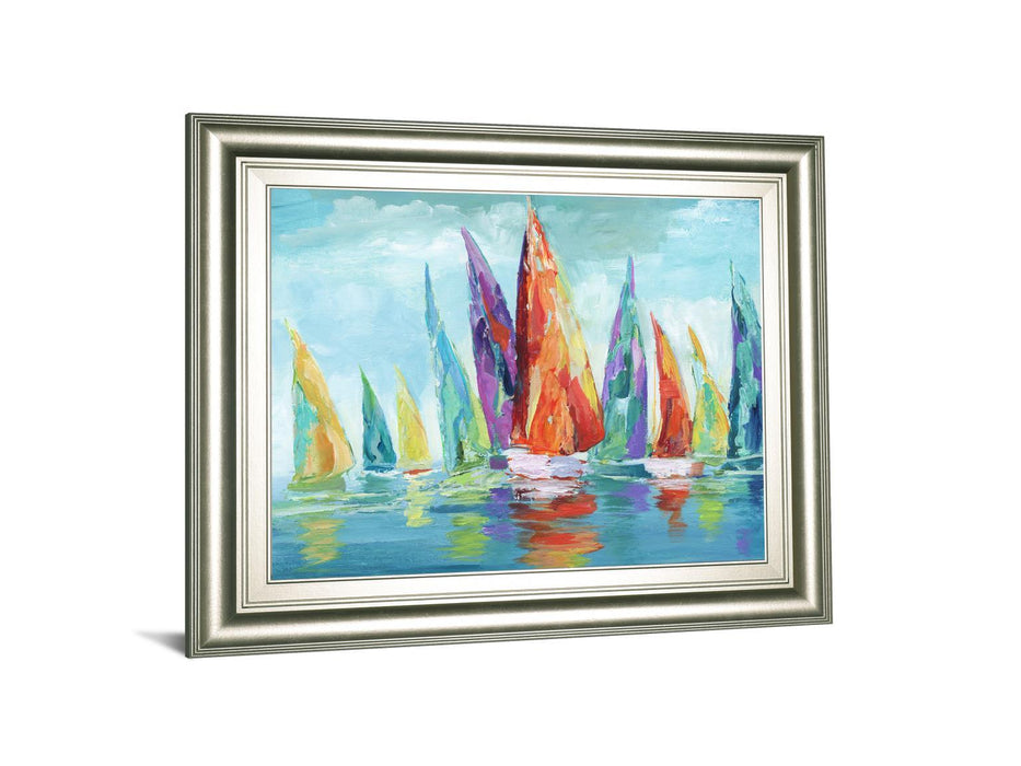 Fine Day Sailing I By Nan - Framed Print Wall Art - Light Blue