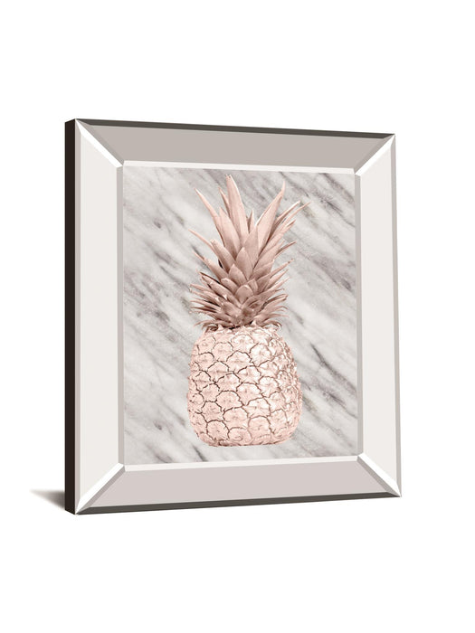 Rose Gold Pineapple On Gray Marble By Nature Magick - Mirror Framed Print Wall Art - Gray