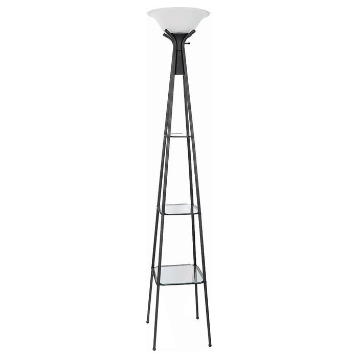 Gianni - 3-Shelf Frosted Torchiere Floor Lamp - Black